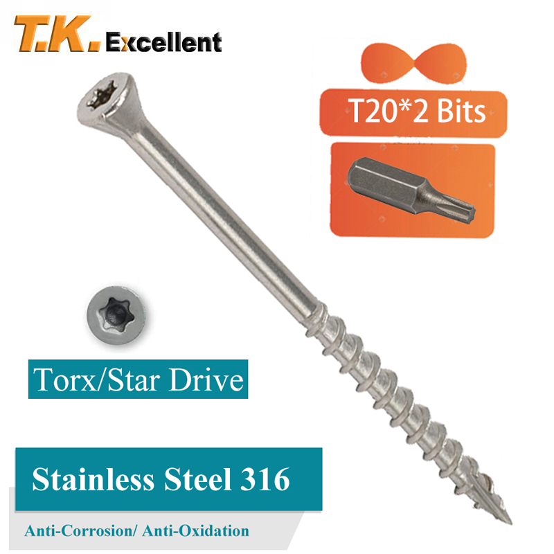 Deck Screw Stainless - ステンレス鋼トルクス木ねじ、マリンデッキねじ、防錆316、45mm、55mm、75mm