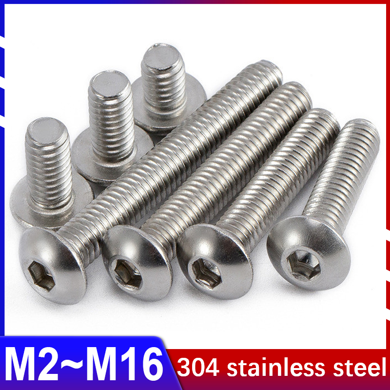 Deck Screw Stainless - 304ステンレス鋼ラウンドヘッド/パンヘッド六角形ソケットスクリューラウンドカップマッシュルームハーフヘッドm2m2.5m3m4m5m6m8m10〜m16