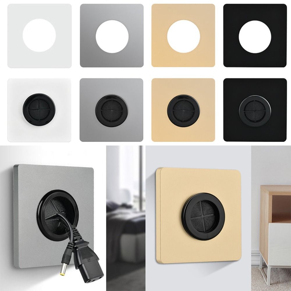 Home Improvement Outlet - ゴムパッド付きホームインプルーブメント用壁面ブランクパネル、コンセント穴付き86型ケーブルパネル、ケーブルオーガナイザー収納オフィス用