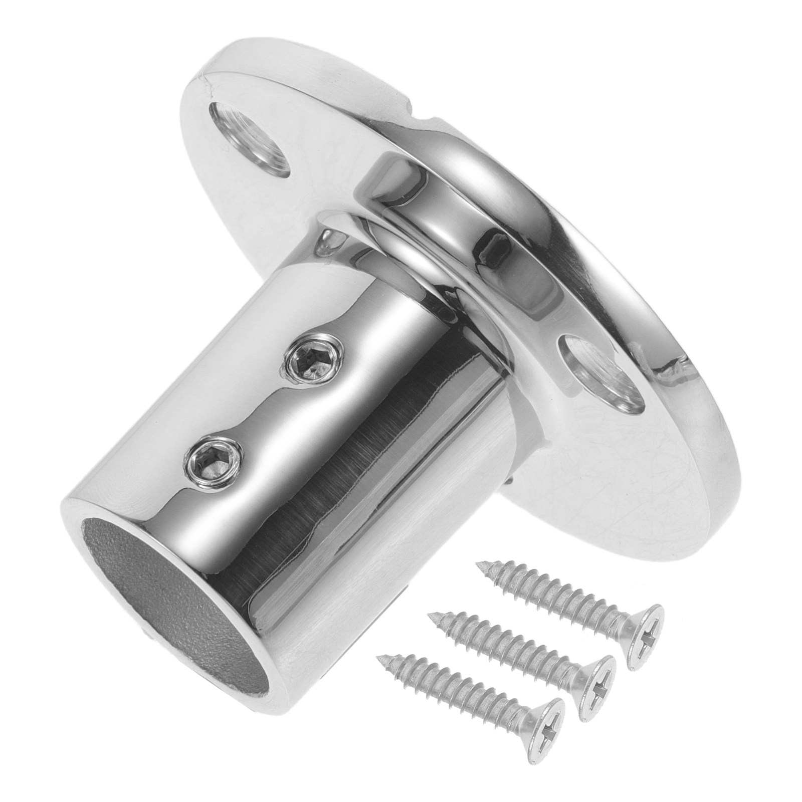Deck Screw Stainless - マリングレードステンレス製ボートハンドレール用丸型ベースネジ（22mmチューブ用、90度）、ヨットデッキハードウェア、マリンレーリング1セット