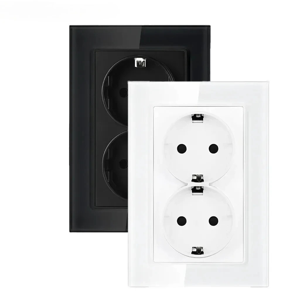 EU規格16Aダブルソケット内蔵壁面電気コンセント 123m - Home Improvement Outlet のレビューと価格