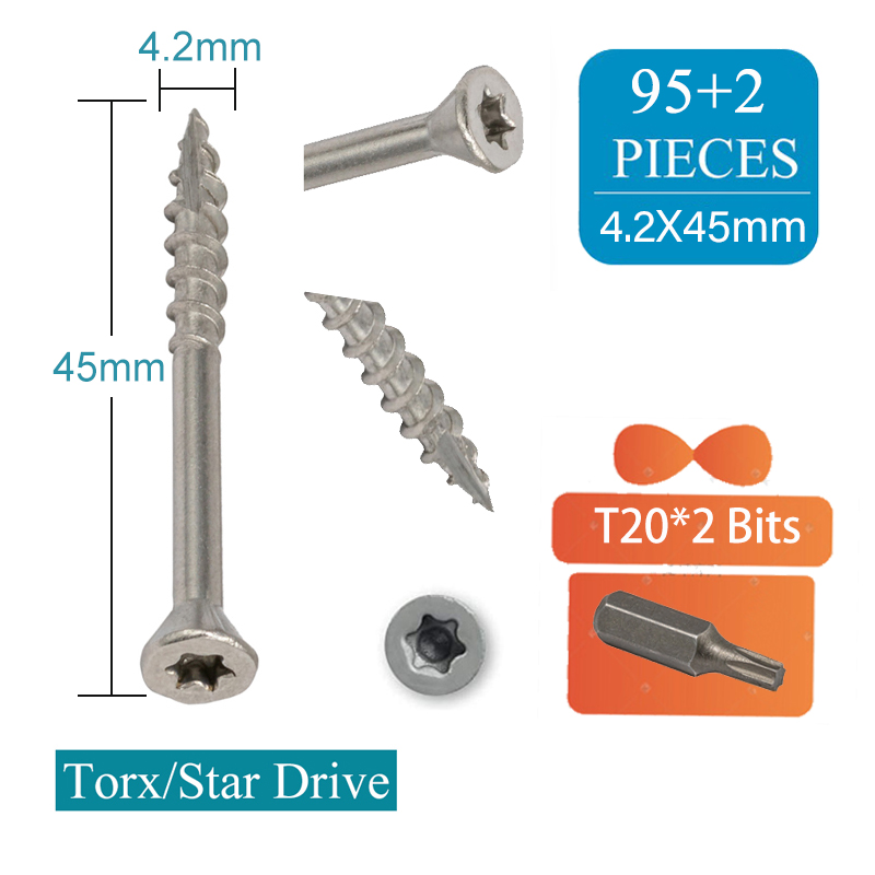 ステンレス鋼トルクス木ねじ、マリンデッキねじ、防錆316、4 - Deck Screw Stainless のレビューと価格