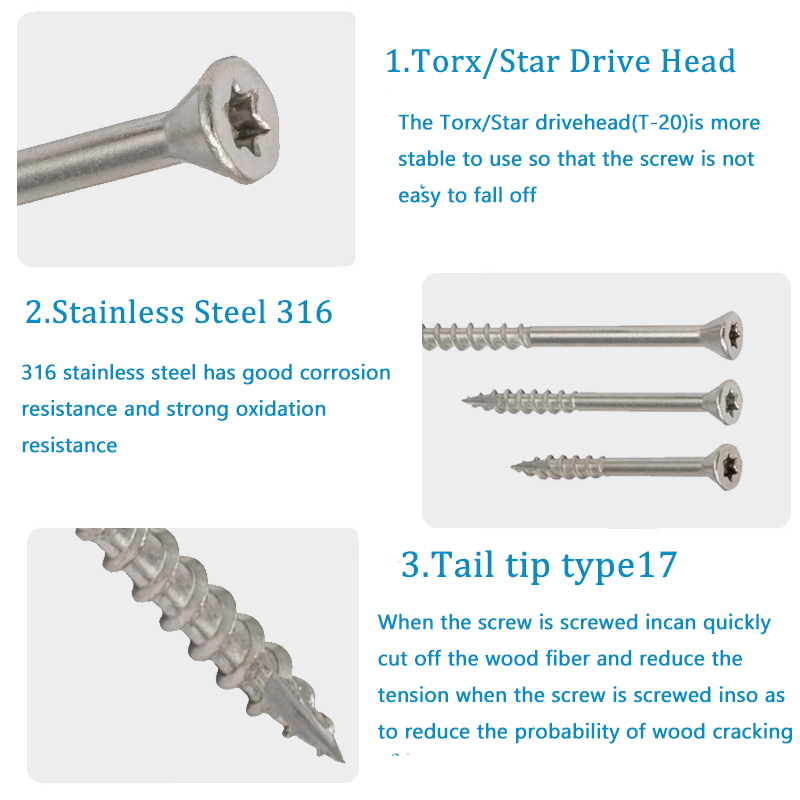 ステンレス鋼トルクス木ねじ、マリンデッキねじ、防錆316、4 - Deck Screw Stainless のレビューと価格